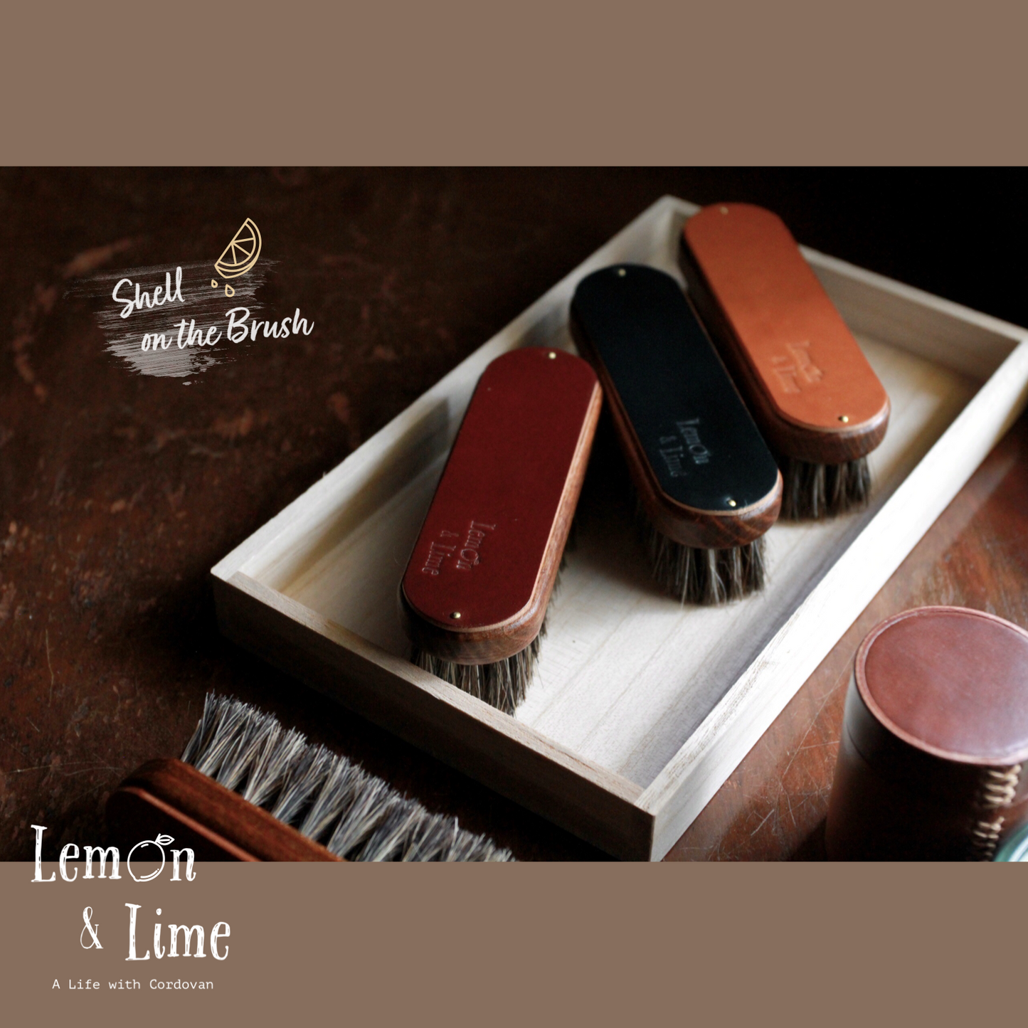 Shell on the Brush【Horween】シェルコードバンをあしらったお手入れ用ブラシ