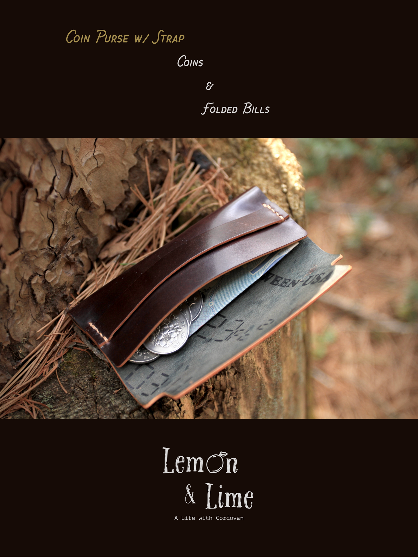 Shell Wallet / Simple / Coin Purse with Strap【Horween】シェルコードバンでつくったストラップで留める小銭入れ (コピー)
