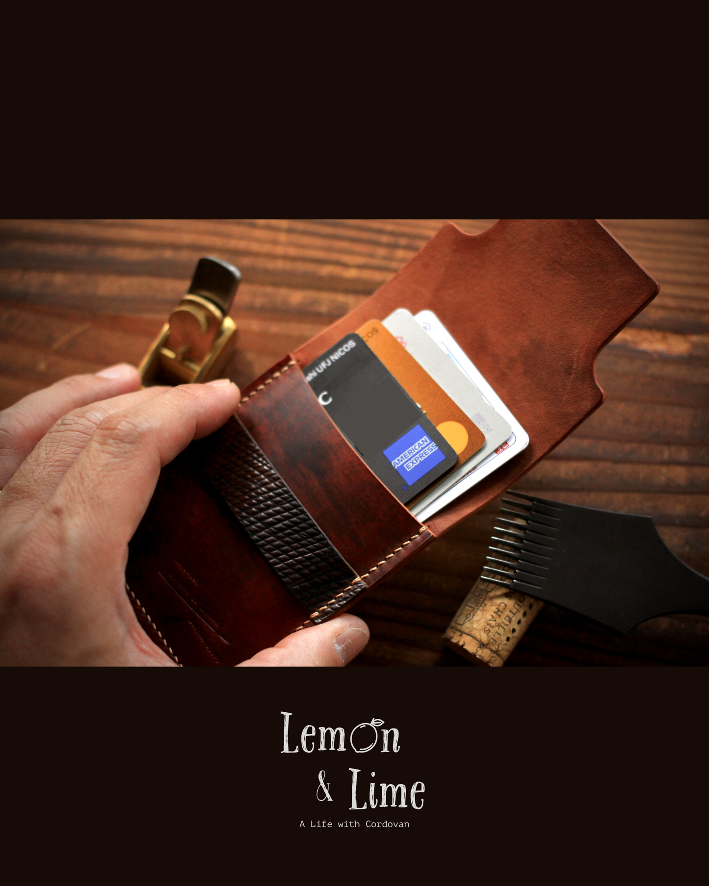 Shell Wallet / Vertical / Vertical Card Case w/ Flap (1-pocket)【Horween】シェルコードバンのフラップ付きの縦型カードケース