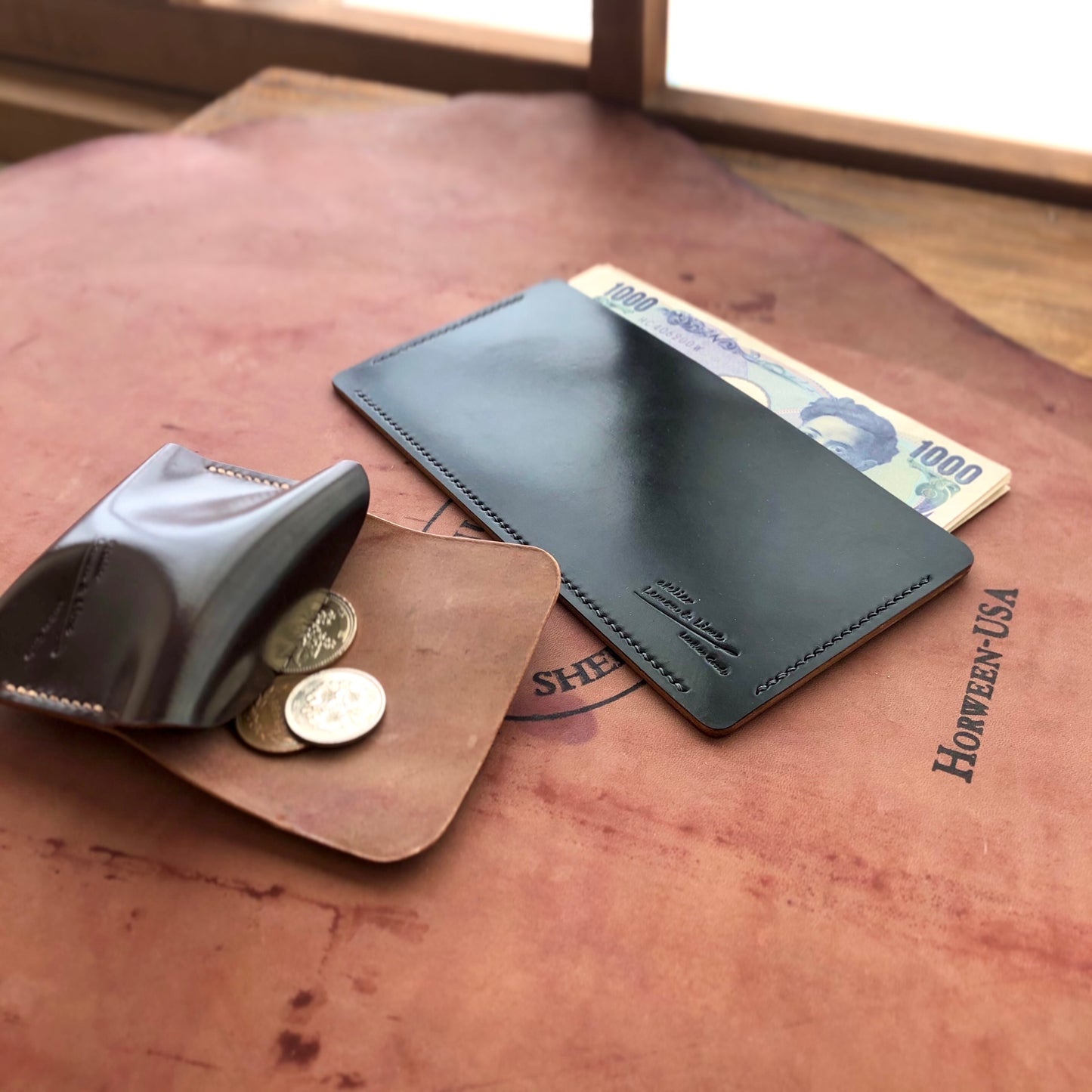 Shell Wallet / Simple / Long Bill Wallet【Horween】シェルコードバンの折らないで入れる札入れ