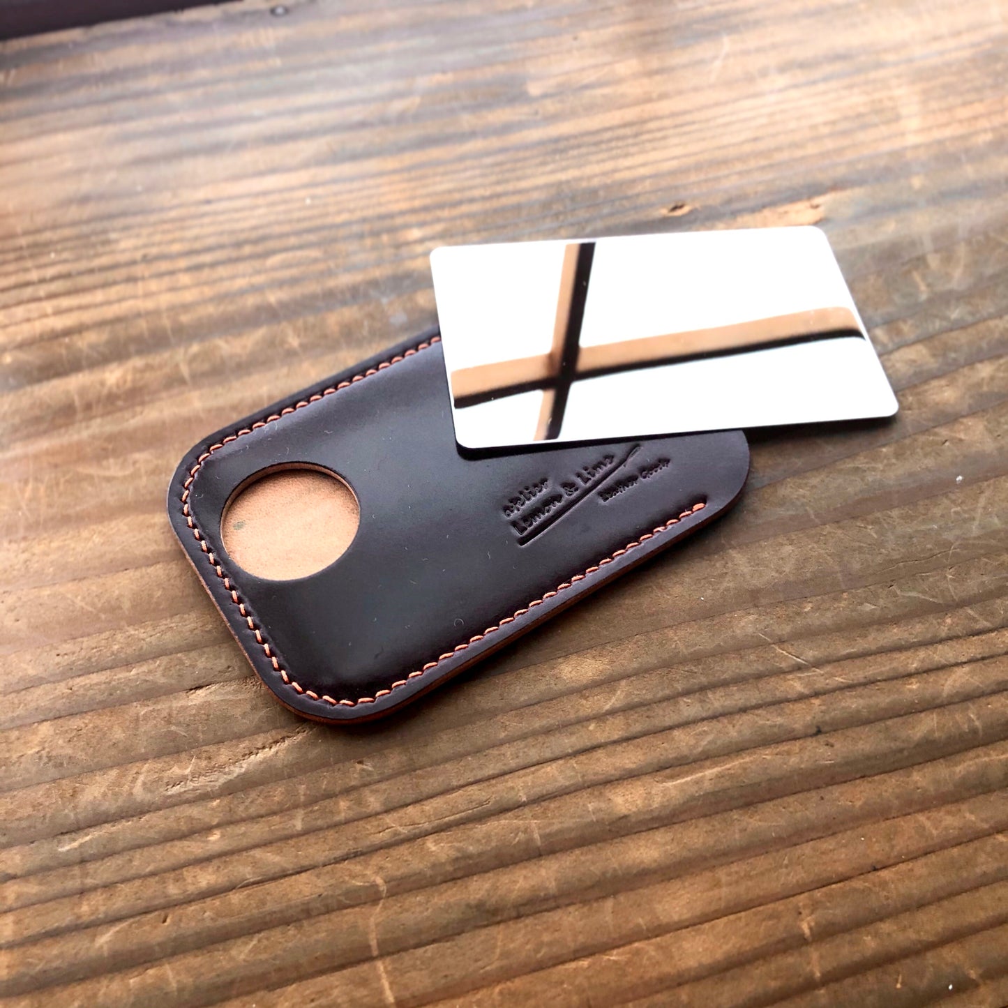 Shell Card-size-mirror Holder【Horween】シェルコードバンのカード型ミラーのケース