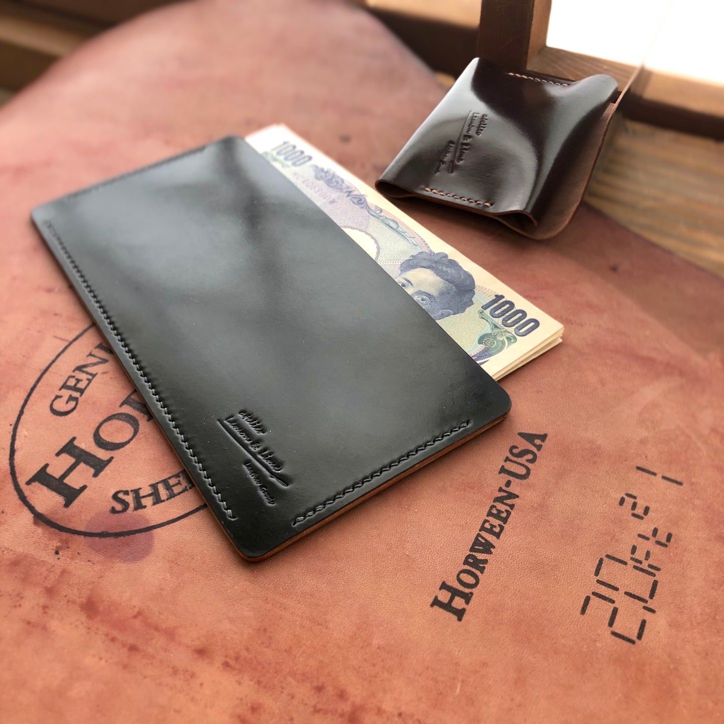 Shell Wallet / Simple / Long Bill Wallet【Horween】シェルコードバンの折らないで入れる札入れ