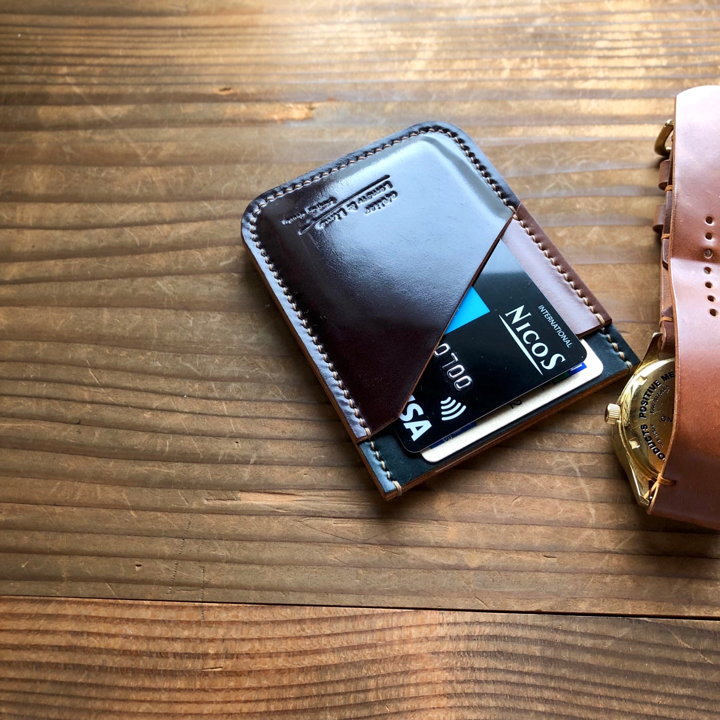 Shell Wallet / Vertical / Single (3-pocket)【Horween】シェルコードバンの縦型のカードホルダー (3ポケット)