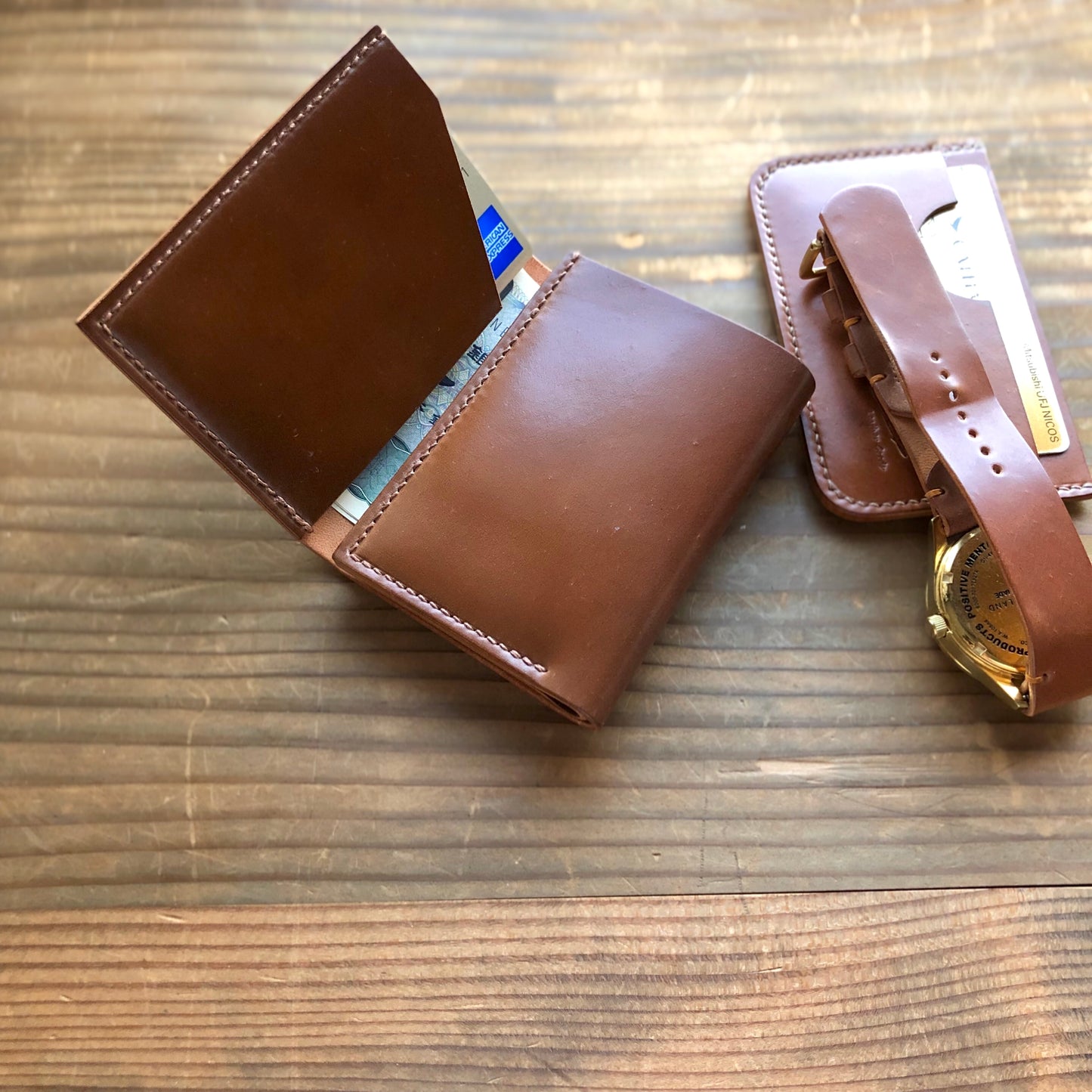 Shell Wallet / Vertical / Palm-Sized Wallet, Trifold【Horween】シェルコードバンのシンプルな三折り財布