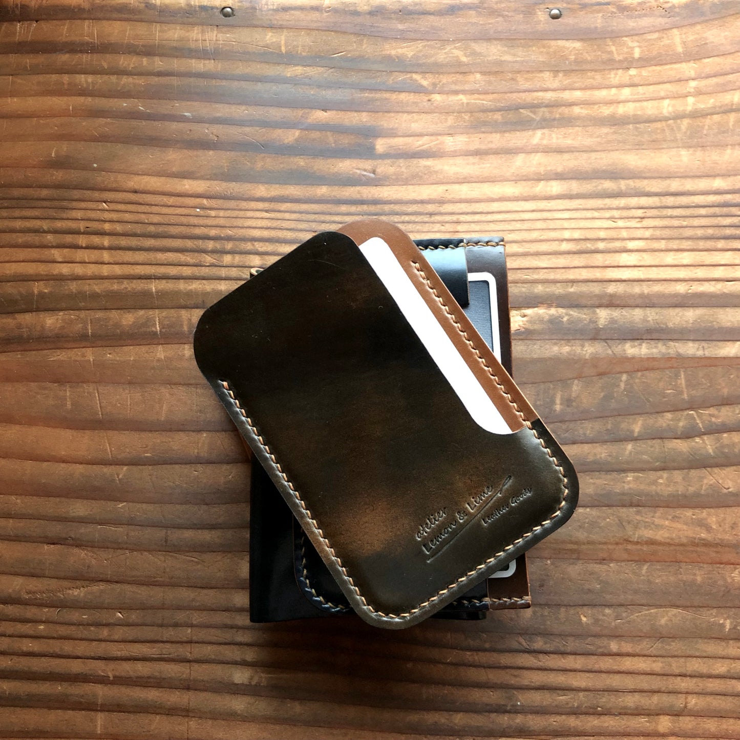 Shell Wallet / Vertical / Single (2-pocket)【Horween】シェルコードバンの縦型のカードホルダー (2ポケット)