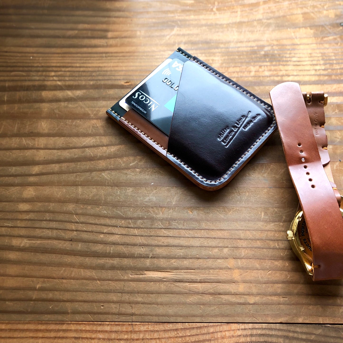 Shell Wallet / Vertical / Single (3-pocket)【Horween】シェルコードバンの縦型のカードホルダー (3ポケット)