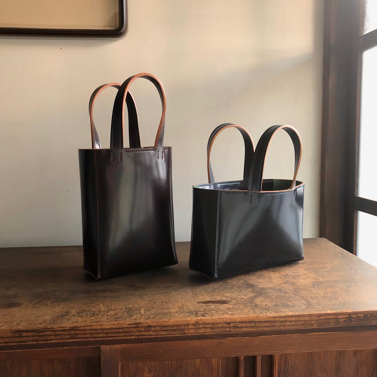 Shell Bag / Mini Tote (Horizontal)【Horween】シェルコードバンのミニトートバッグ(よこ型)