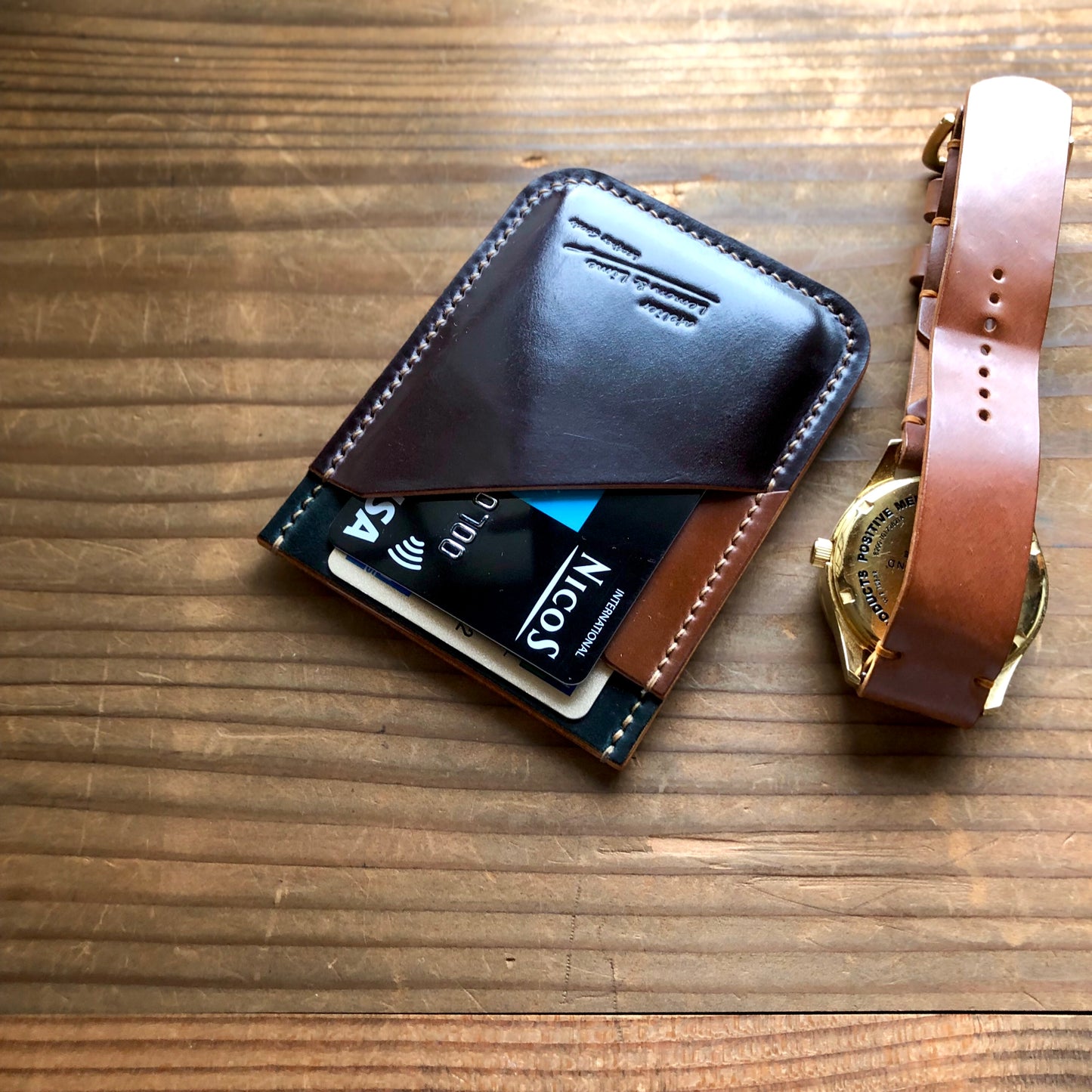 Shell Wallet / Vertical / Single (3-pocket)【Horween】シェルコードバンの縦型のカードホルダー (3ポケット)