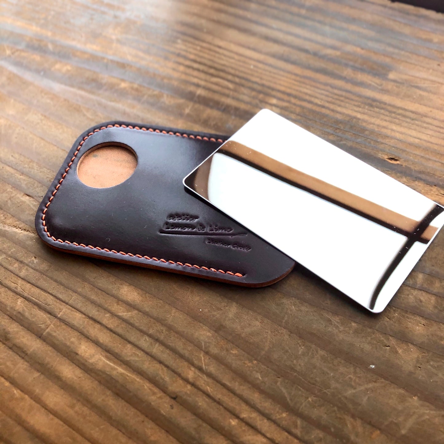 Shell Card-size-mirror Holder【Horween】シェルコードバンのカード型ミラーのケース