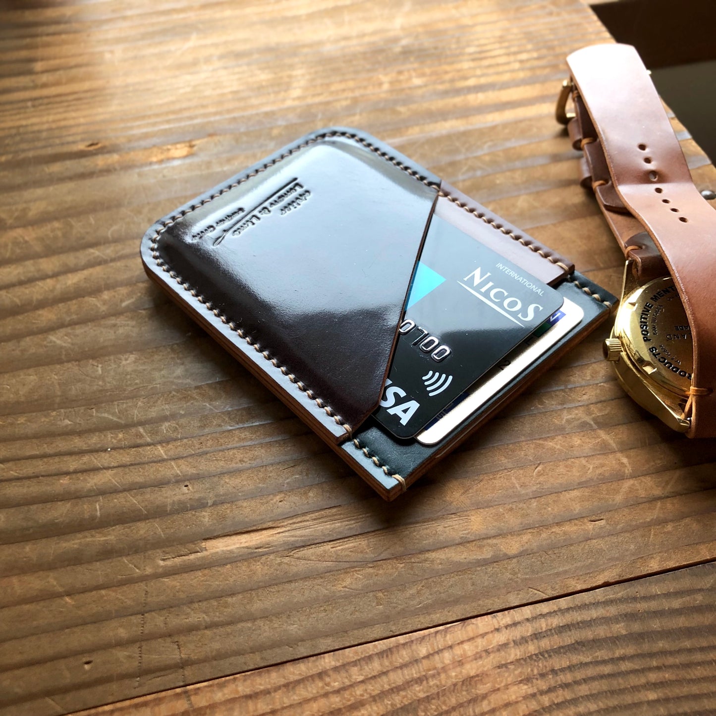 Shell Wallet / Vertical / Single (3-pocket)【Horween】シェルコードバンの縦型のカードホルダー (3ポケット)