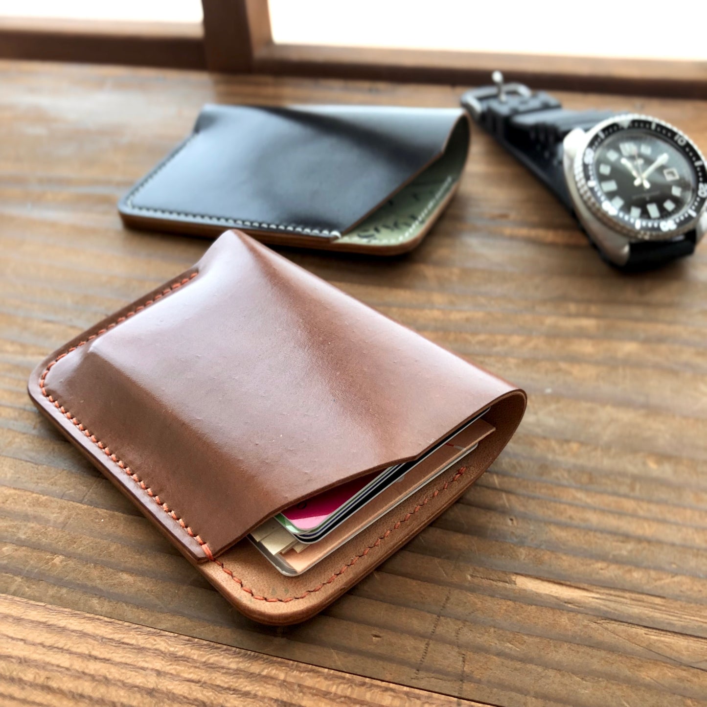 Shell Wallet / Simple / Vertical + Horizontal【Horween】シェルコードバンのシンプルなカードホルダー (縦+横型)