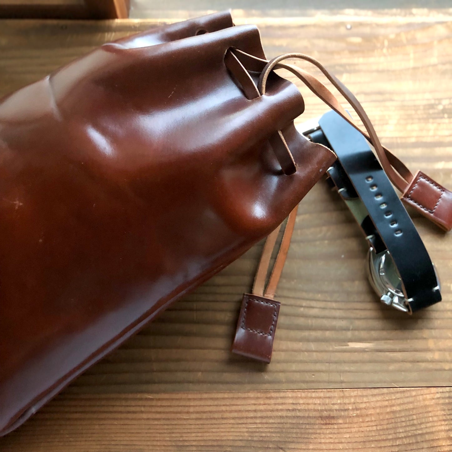Shell Bag / Kinchaku【Horween】シェルコードバンの巾着