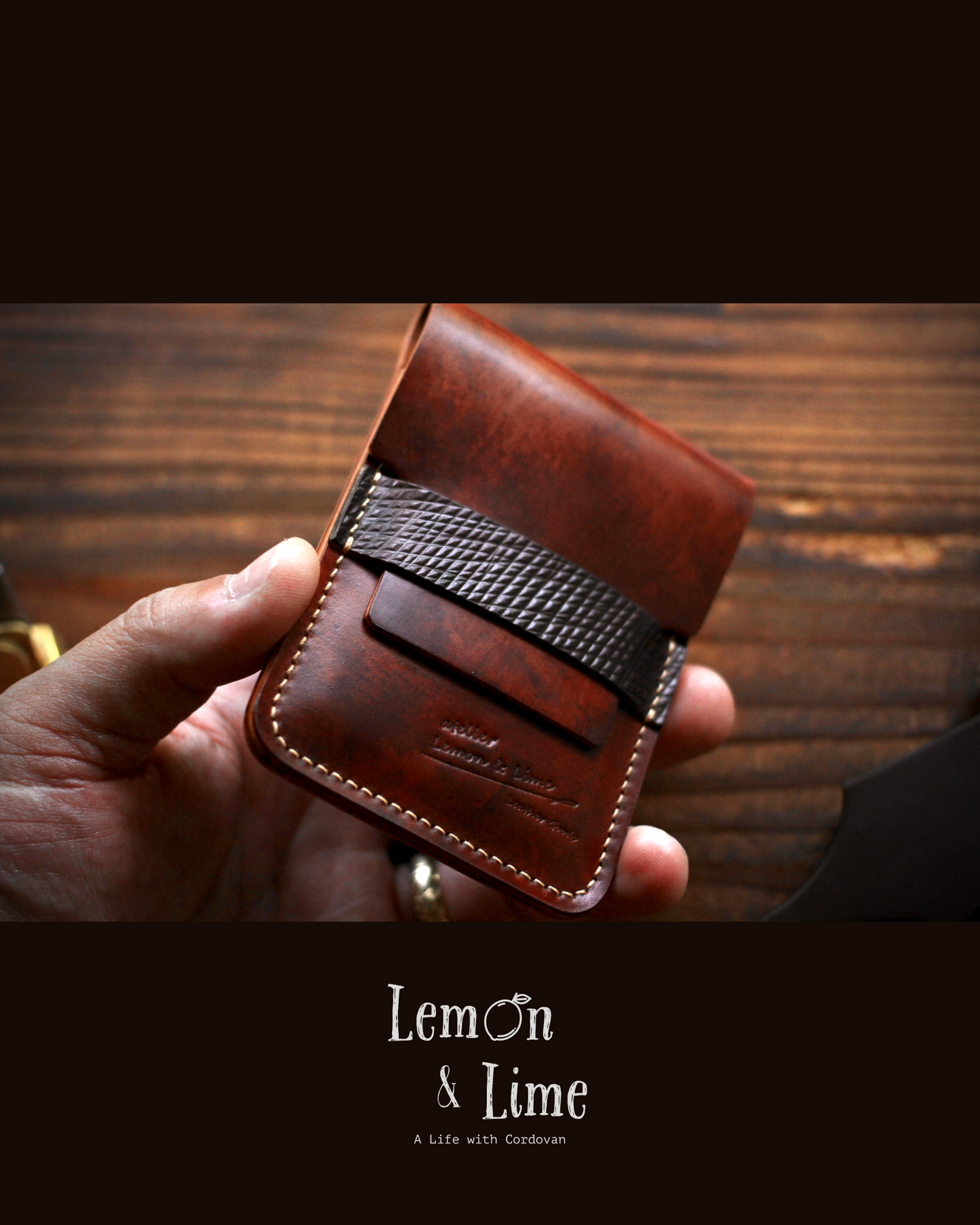 Shell Wallet / Vertical / Vertical Card Case w/ Flap (1-pocket)【Horween】シェルコードバンのフラップ付きの縦型カードケース