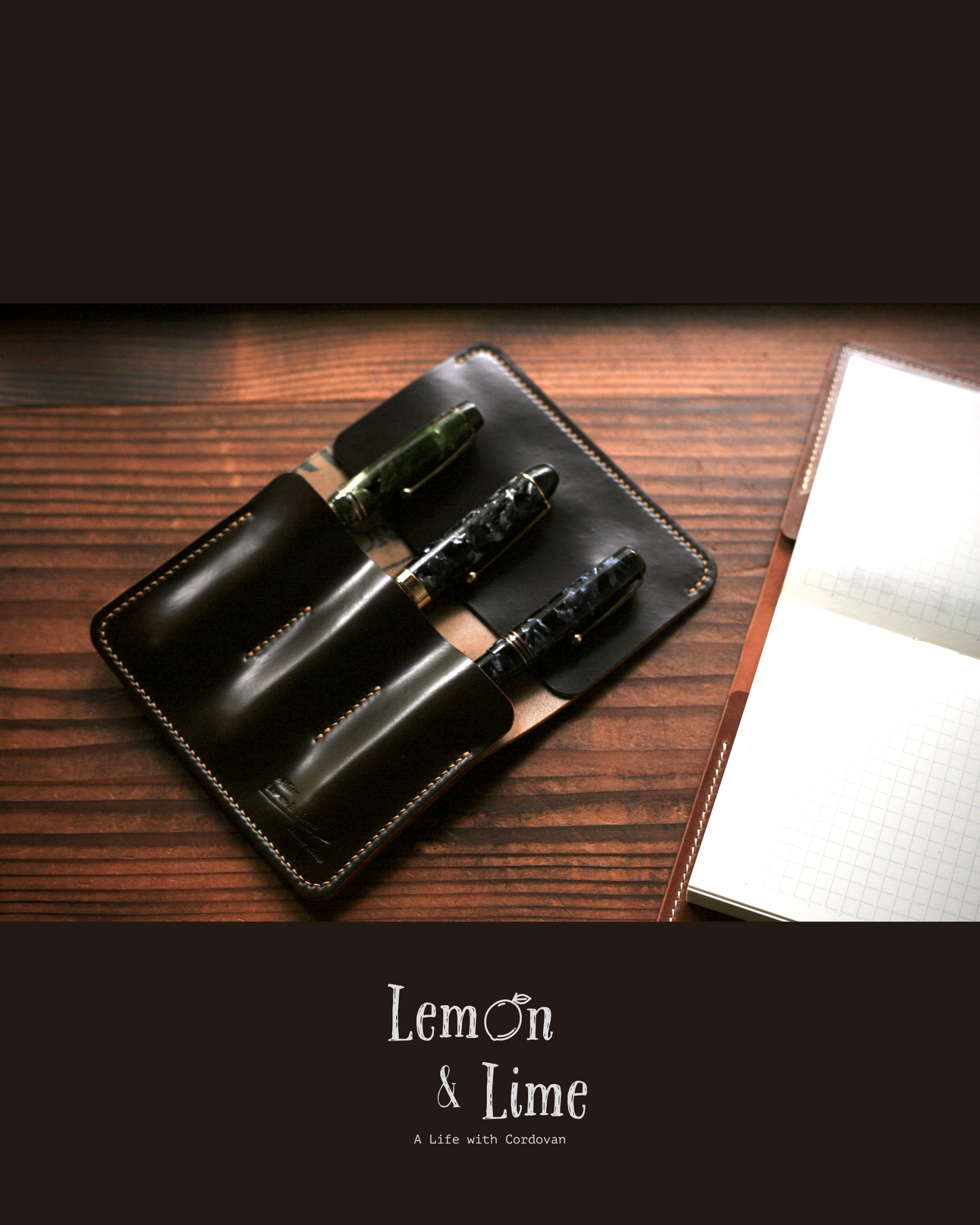 Shell 3-Slot Fountain Pen Holder【Horween】シェルコードバンの万年筆ホルダー(フラップ型)