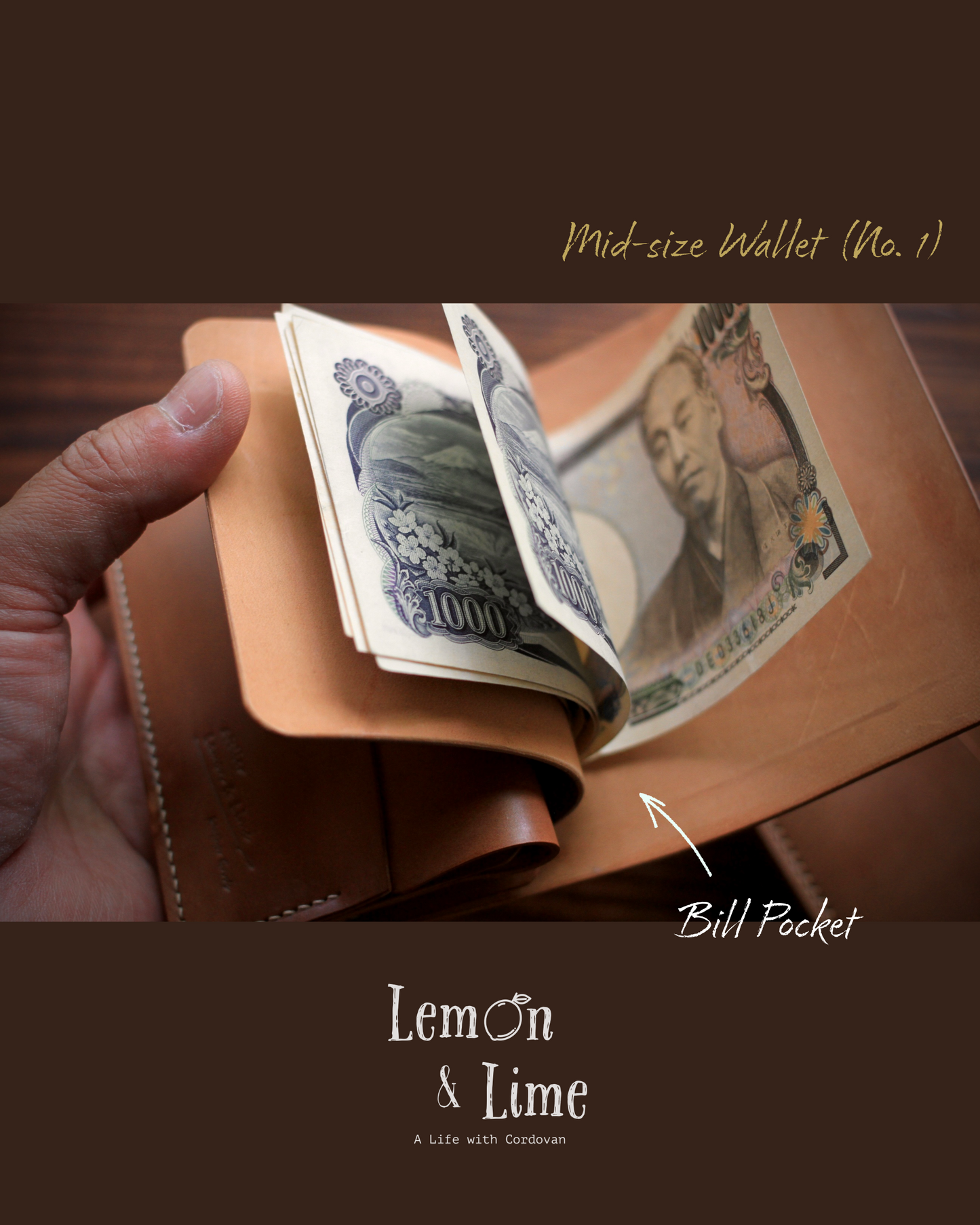 Shell Wallet / Simple / Mid-size Wallet【Horween】シェルコードバンのミディアムサイズのお財布