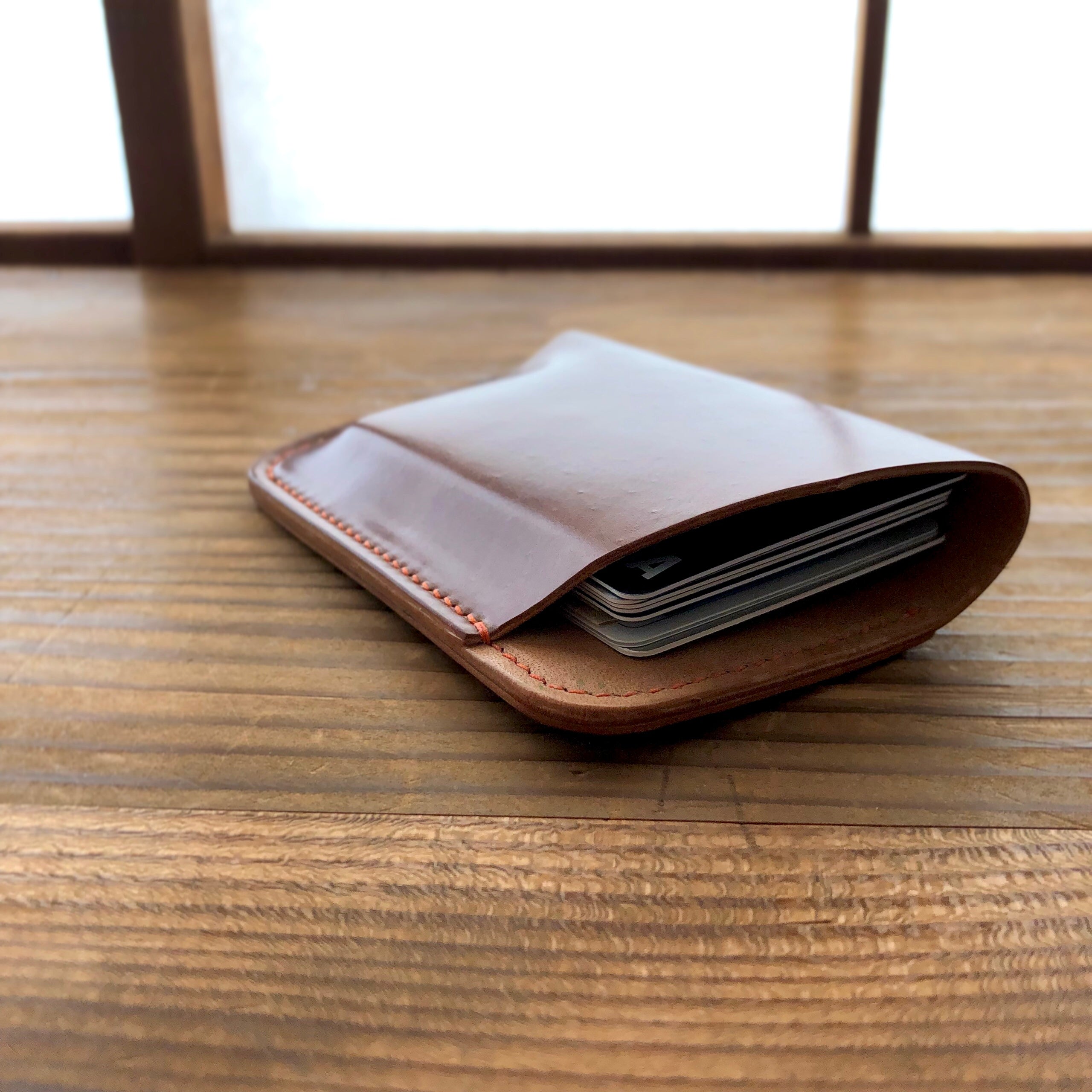 Shell Card Wallet (2-pocket, Vertical +  Horizontal)【Horween】シェルコードバンのカード入れ(2ポケット)